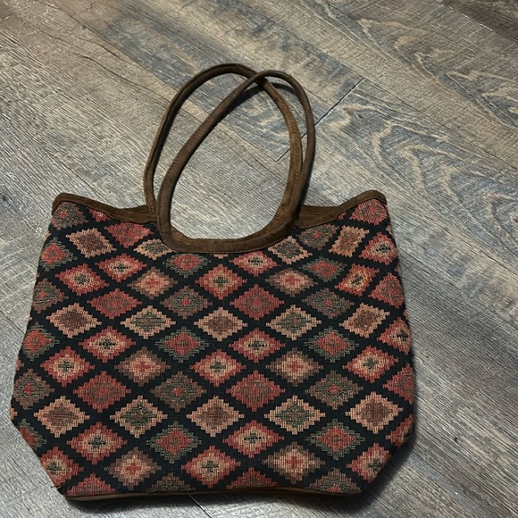 Handbags - Handmade Himalayan Purse 100%‎ Cotton & Suede Brown Orange Aztec Boho